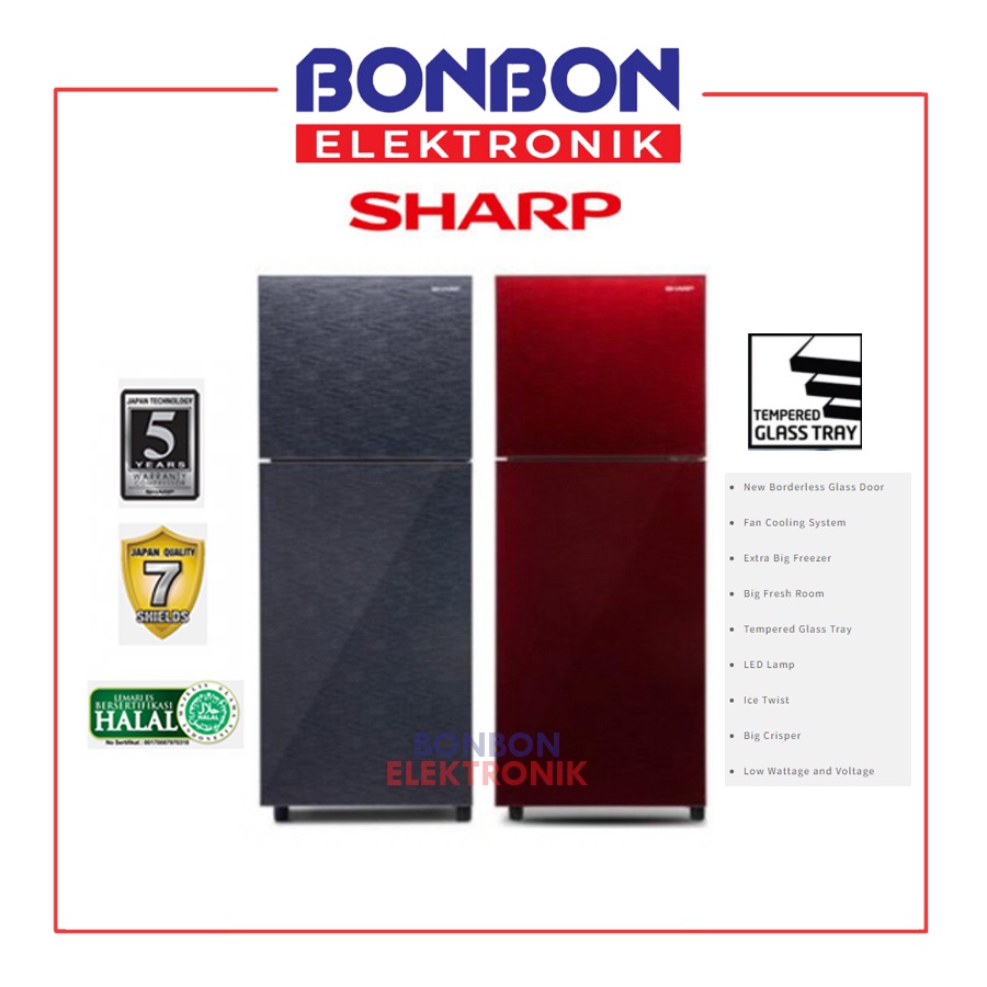 Sharp Kulkas 2 Pintu SJ-326XG-MR/MS / SJ 326 XGMR XGMS / SJ326XG