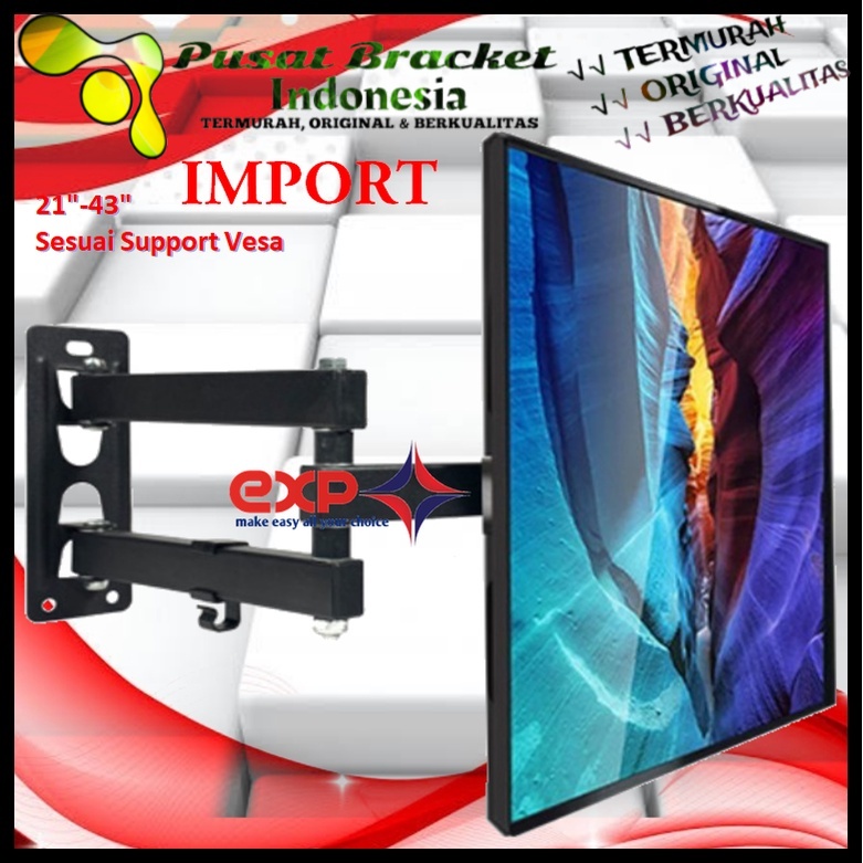 Bracket TV PANASONIC 14 s/d 43 inch 6 ARAH FULL BESI SUPER KOKOH GARANSI 100% ORI