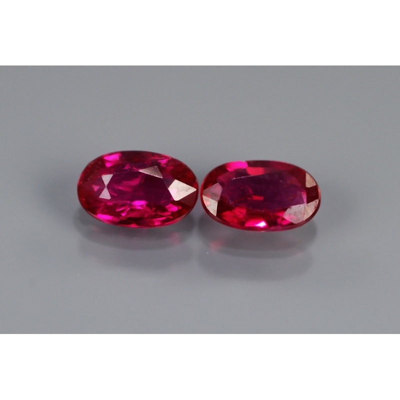 0.55Ct 2Pcs Match Pair 5x3mm Oval Natural Unheated Untreated Fiery Pinkish Red RUBY RB012