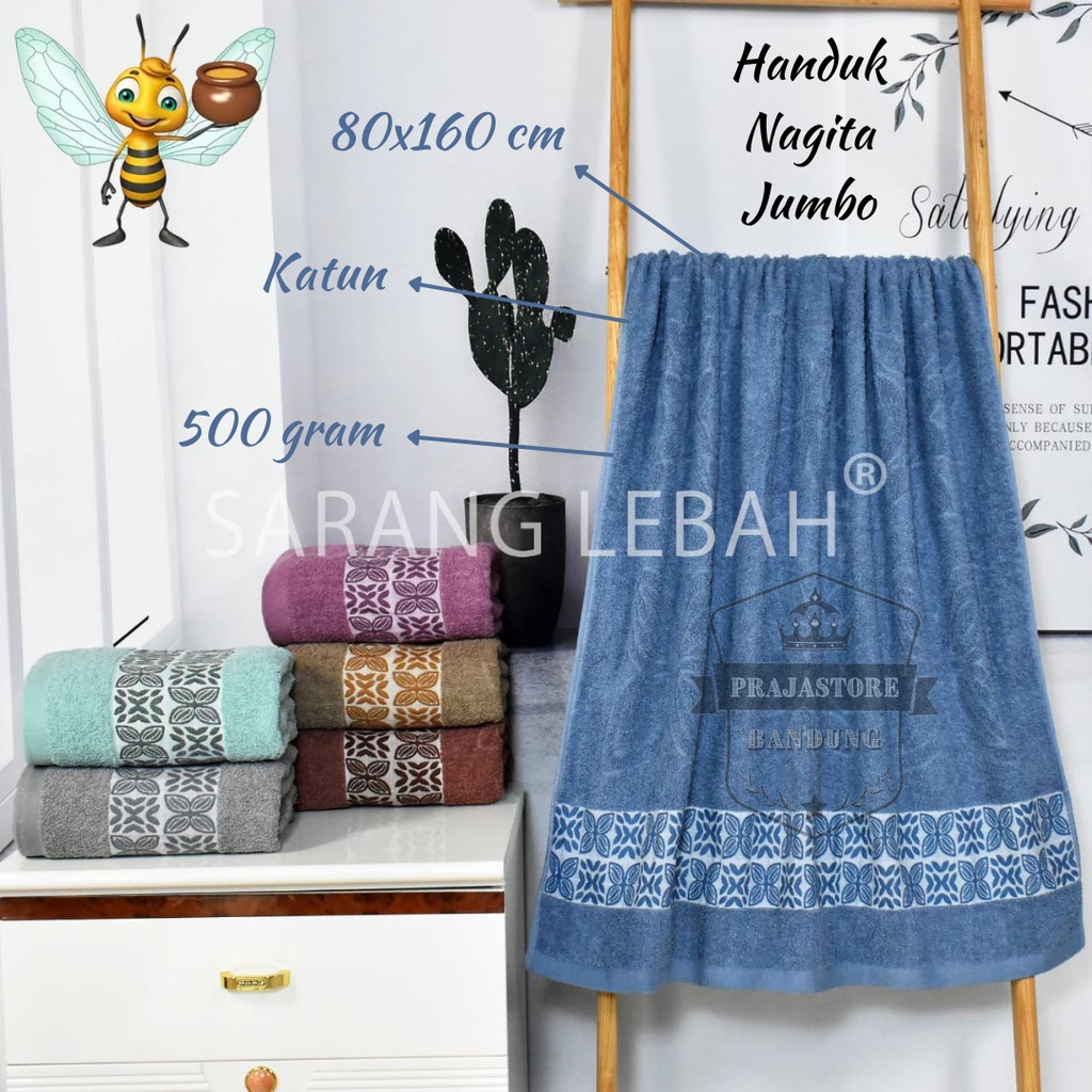 Handuk Mandi Dewasa Jumbo Size 80x160 Nagita Tebal Embos Lembut Menyerap Air Anduk Haduk Hanuk Towel