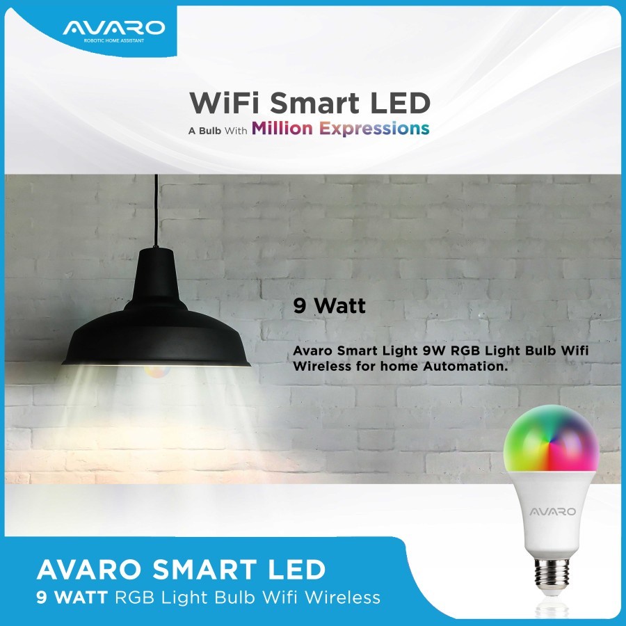 Smart LED Bulb AVARO 9Watt RGB - AVARO WiFi Smart LED Bohlam 9W RGB