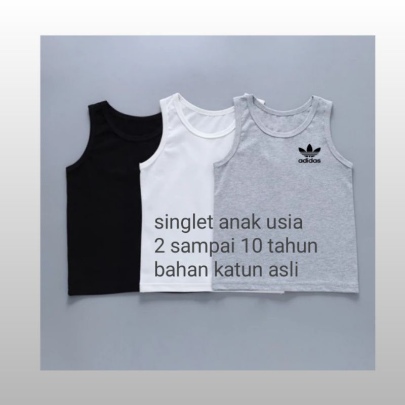 Singlet tanktop anak addis untuk anak usia 2 sampai 10 tahun bahan katun asli