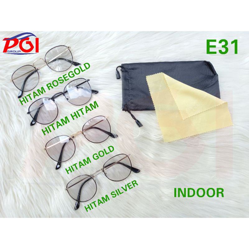 DC E ( E31 ) KACAMATA PHOTOCROMIC BENTUK OVAL 3 IN 1 ( FREE POUCH + LAP KACAMATA ) / TIDAK BISA MEMILIH