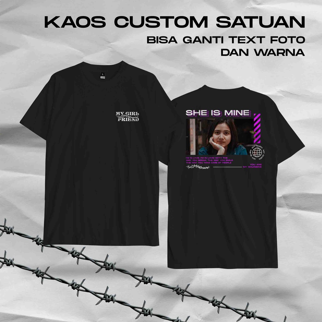 Kaos Tshirt Sablon Custom Aesthetic Vol.1 Satuan Bisa Request Foto Nama Desain Sendiri Streetwear Fr