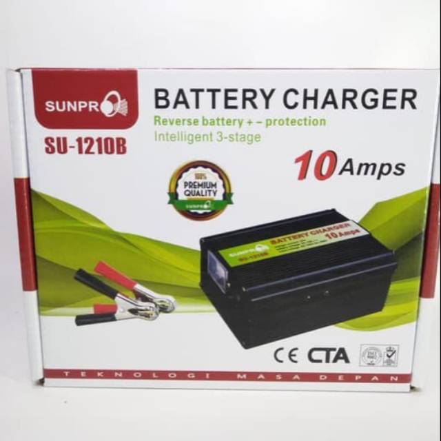 Alat cas aki 12V 10 Ampere SUNPRO SU-1210B charger aki 12V 10A