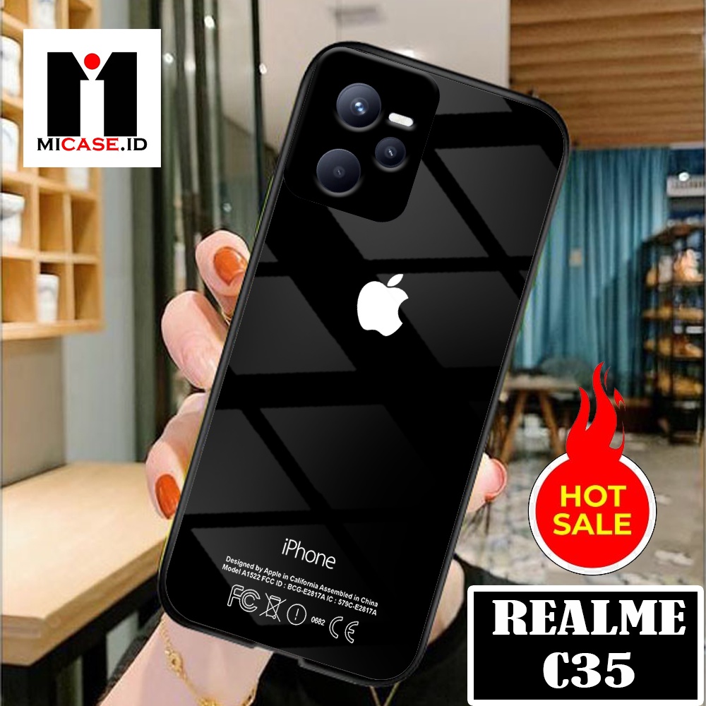 Case REALME C35 - Casing REALME C35 Fashion Case Terbaru 2022 MI.CASE [ LOGO IP ] Soft Case Glass RE