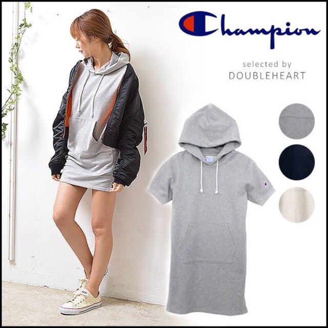 CHAMPION SHORTSLEEVE HOODIE DRESS ORIGINAL 100%
