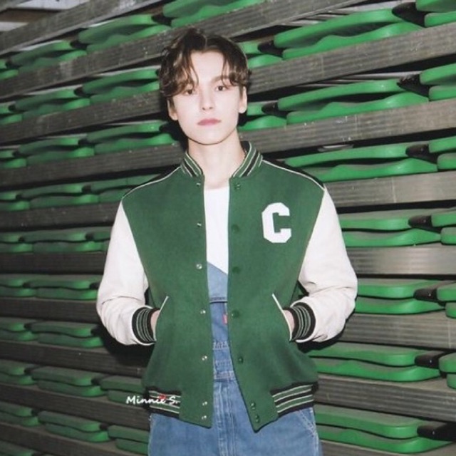 DUPE CELINE VARSITY JACKET Green Vernon Lisa Jimin jaket baseball bomber oversized gaya model wanita