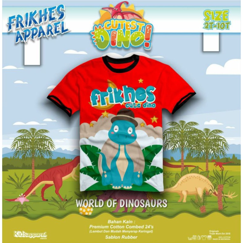 Kaos Anak FRIKHES Apparel motif World Of Dinosaurus