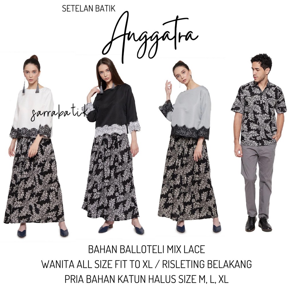 [COUPLE] Setelan Batik Anggatra Rok dan Blus RnB Arsyilla Klok Lawasan Batik Maxi Lepasan Sarimbit