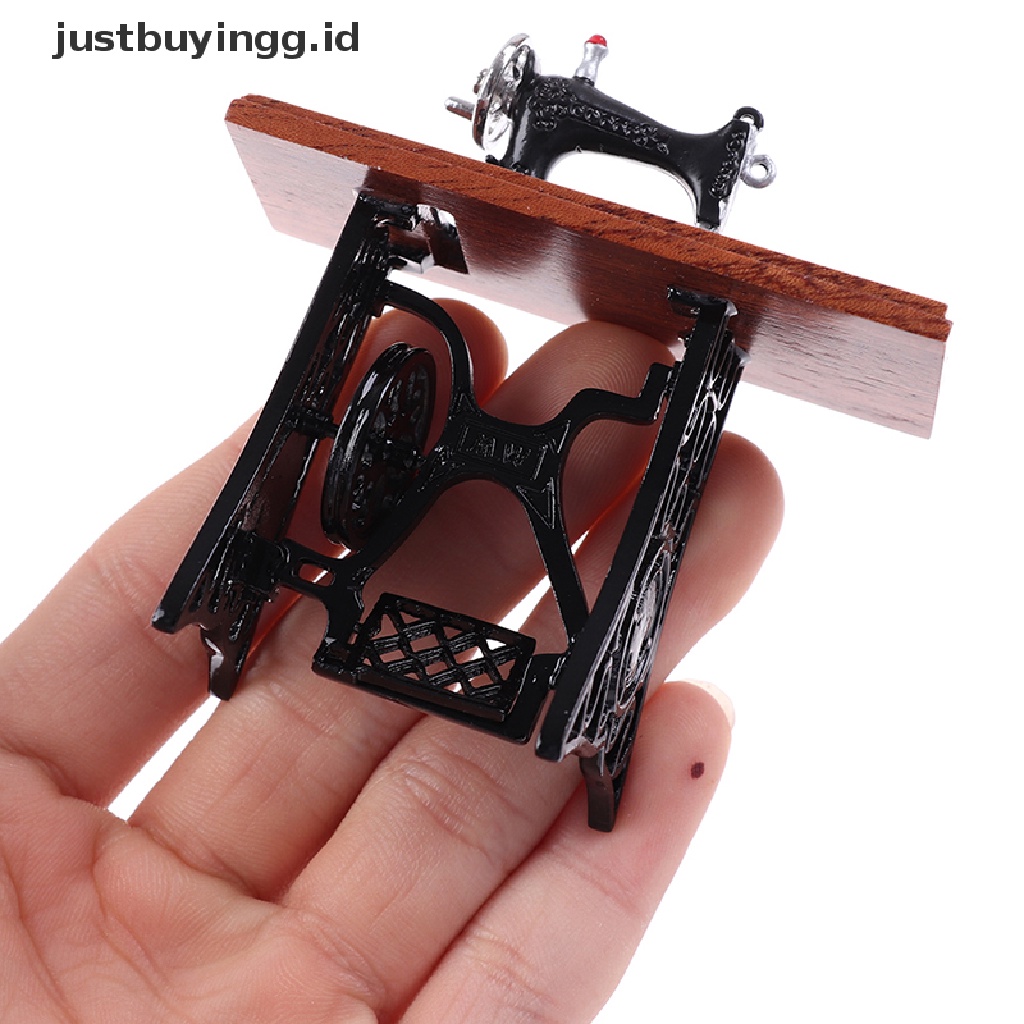 Justbuyingg.Id Mainan Miniatur Mesin Jahit Dengan Gunting Skala 1: 12 Untuk Dekorasi Rumah Boneka