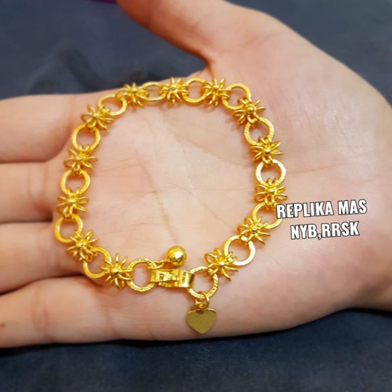 Gelang bulat  G2 lapis emas 24k /REPLIKA BISA ANAK/DEWASA ,tahan lama,awet,persis seperti asli,tahan,cantik)