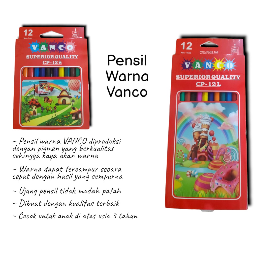 

1 Set Warna Pensil Warna Vanco isi 12 warna