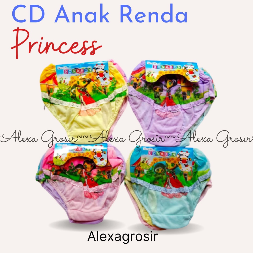 GROSIR 12 PCS Celana dalam anak 3-4 Tahun Size XL bonbon renda princess/cd anak perempuan