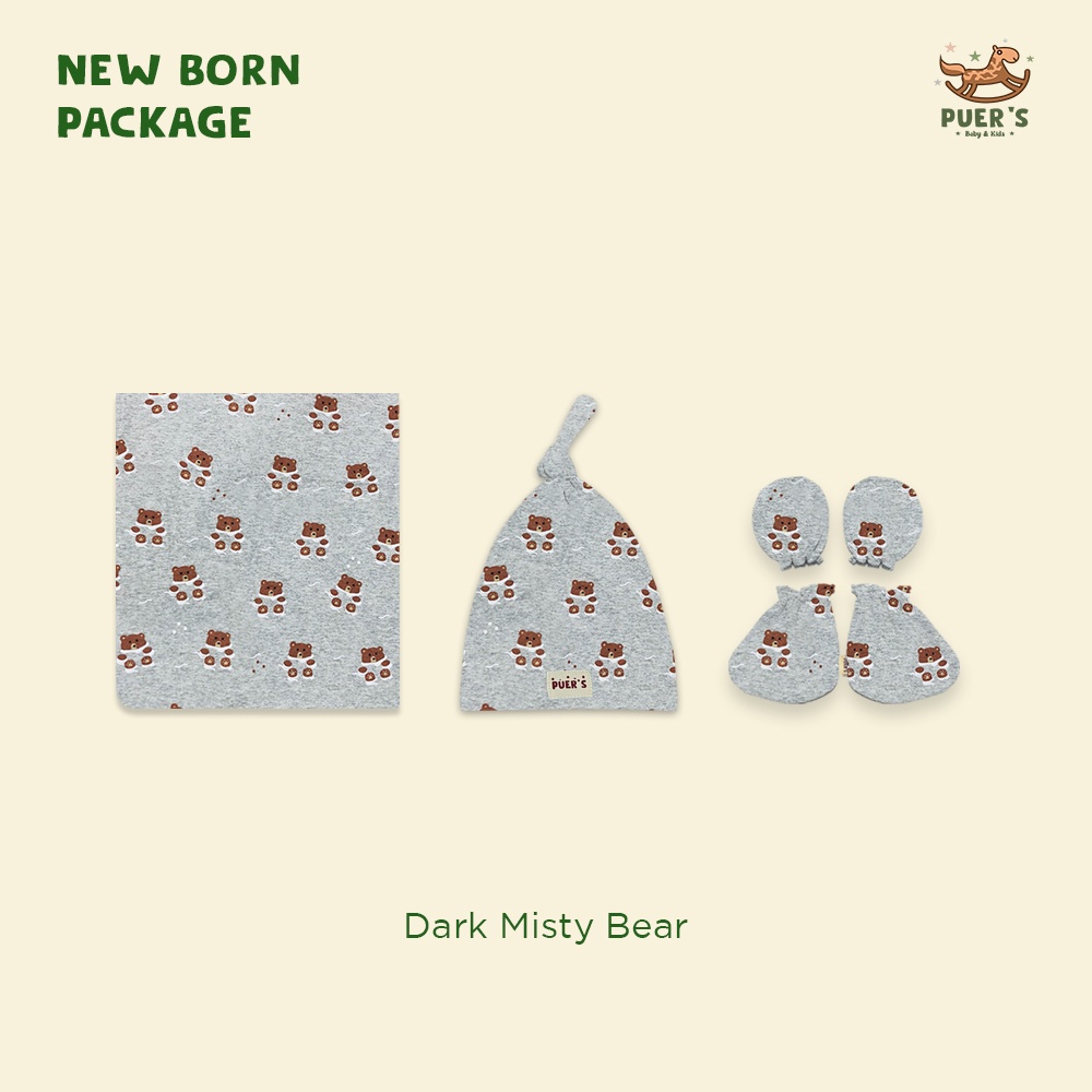 NEWBORN PACKAGE (SWADDLE SET) DARK MISTY BEAR