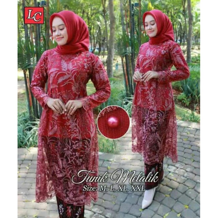 PROMO SET TUNIK METALIK TULLE BORDIR / SET TUNIK TULLE BORDIR NON GLITER