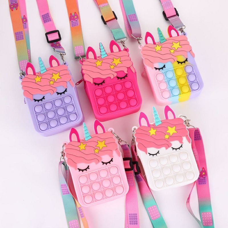 POP IT UNICORN WALLET CROSS BAG TAS ANAK POP IT MINI SLING BAG