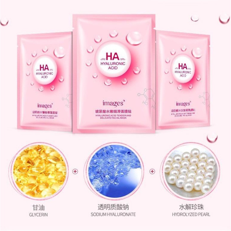 PA Images HA Hyaluronic Acid Facial Sheet Mask Masker Images Asam Hialuronat Water Moisturizing Untuk Melembabkan Kulit Kering AK059