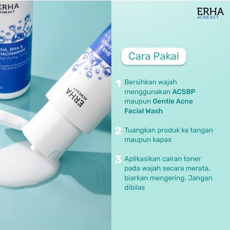 ⭐BAGUS⭐ ERHA Acneact AHA BHA &amp; Niacinamide Clarifying Toner 60mL - Toner Wajah Berjerawat