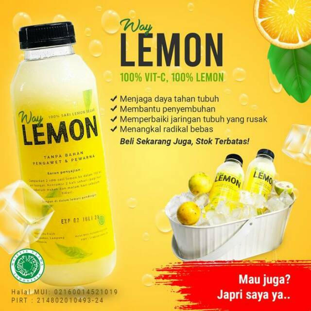 

Pure Sarlem Perasan Sari Lemon Way Lemon Asli Original 100% Size 500 ml