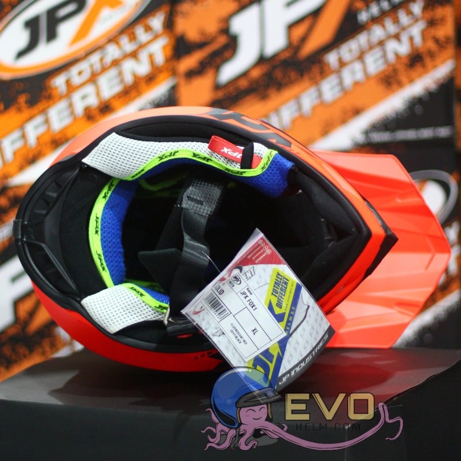 HELM JPX CROSS_SOLID - FLUO RED GLOSS + SNAIL (ONGKIR 2 KG ) HELM JPX TERBARU