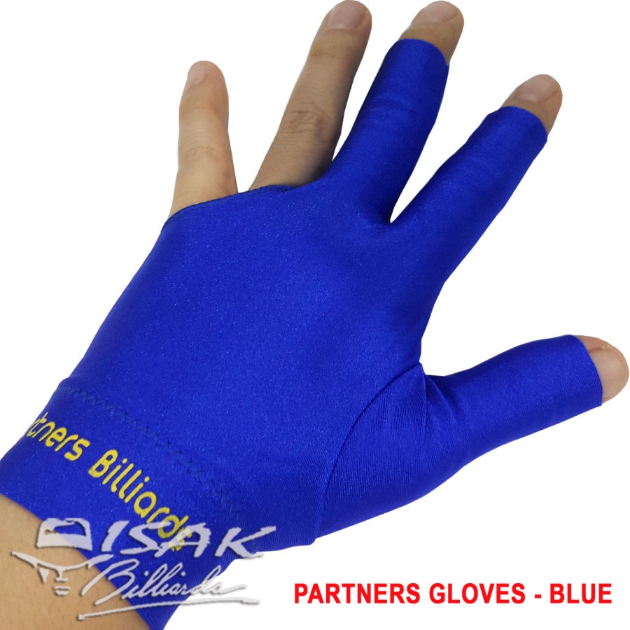 Partner 3-Finger Billiard Gloves - Lycra - Sarung Tangan Biliar Biru