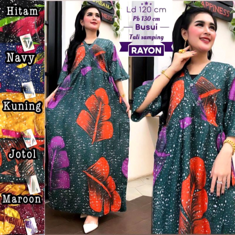 BATIK WANITA KEKINIAN DASTER DRESS RAYON VANESSA KIMONO DIFARINA SULTAN MIRNA ADEL JUMBO PANJANG SEMATA KAKI BUMIL BUSUI MURAH ADEM-4