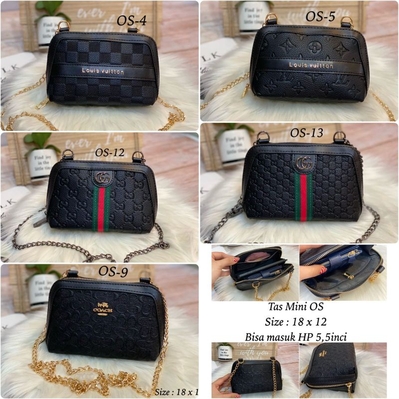 Tas Oval Wanita Mini Import / Tas Selempang Mini Tali Pake Rantai