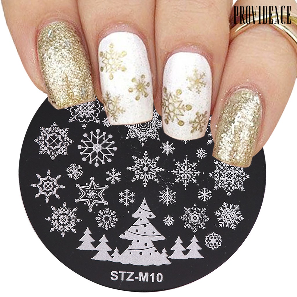 Providence 5Pcs Round Christmas Nail Art Stamping Plate Stamp Image Manicure Templates