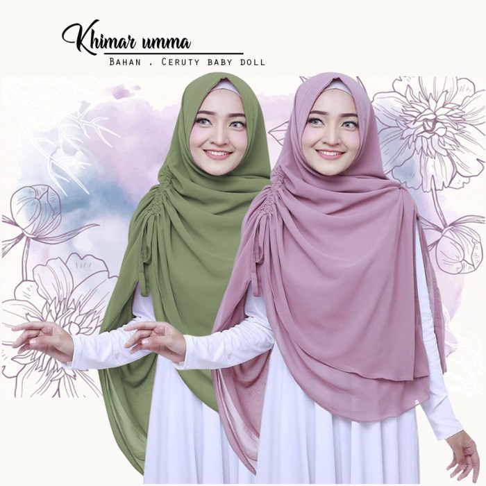 KHIMAR UMMA HIJAB 2 LAYER CERUTY KERUDUNG SYARI JILBAB MURAH DISKON CIPUT INSTAN MUSLIMAH