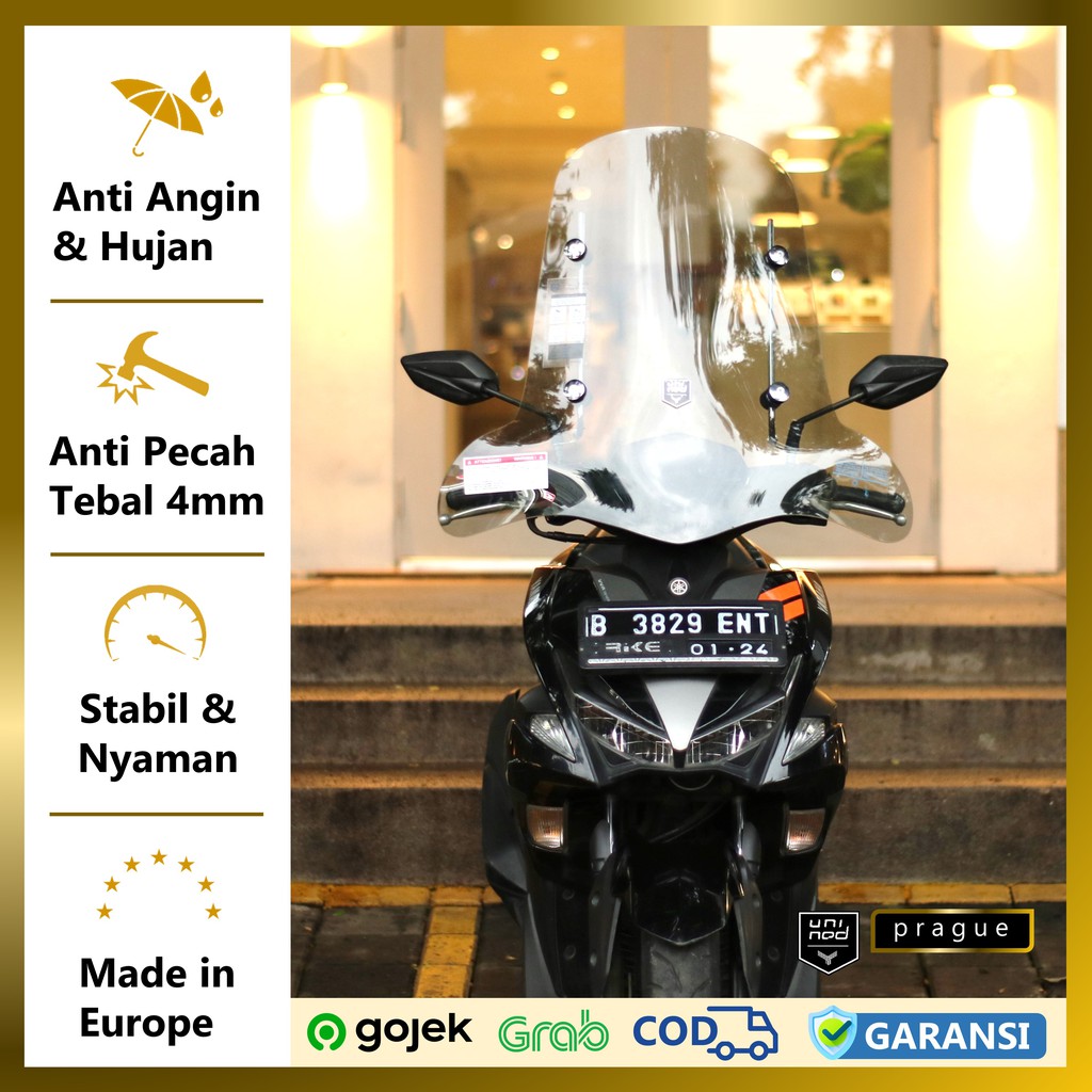 Jas Mantel Jaket Hujan Ujan Windshield Visor Rompi Aksesoris Motor Wanita Pria Anak Scoopy UNINOD