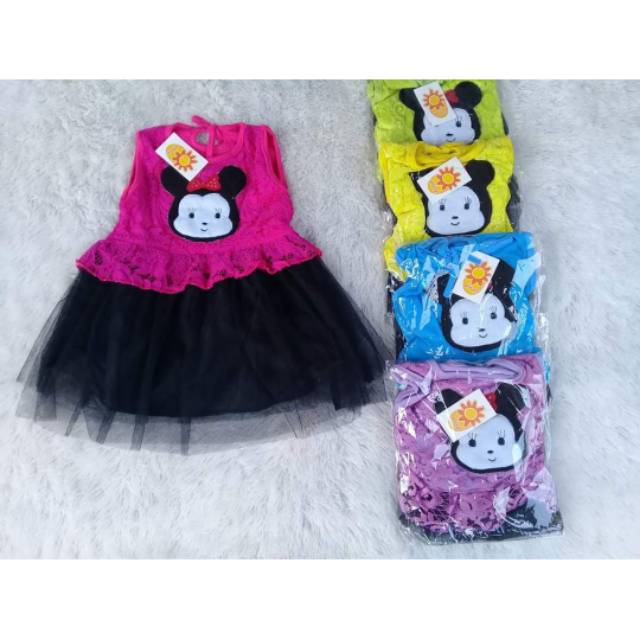 Dress anak cewek lucu 1 2 tahun tutu hitam baju anak perempuan ( tsum-tsum)