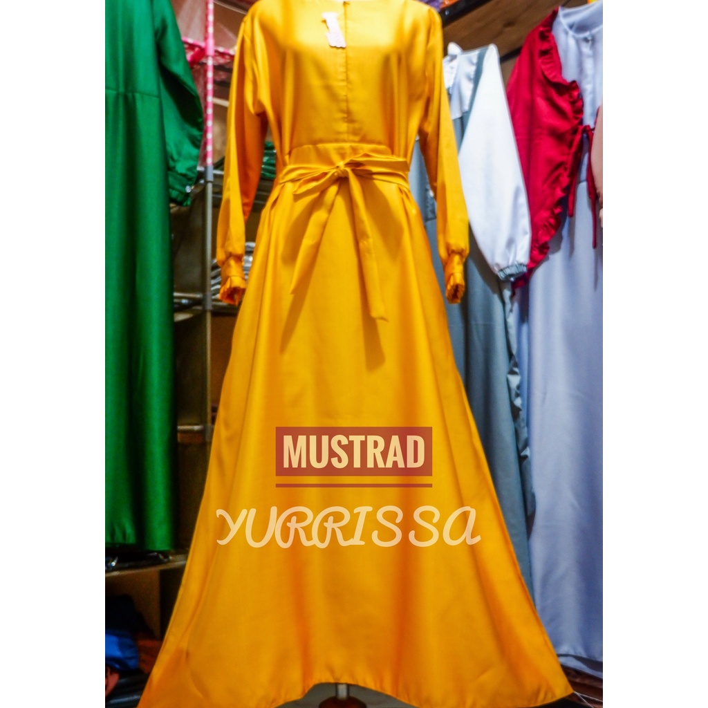 Gamis Balotelli Tali Remple Premium/Gamis Terbaru/Gamis Terlaris/Gamis Modern-Mustard
