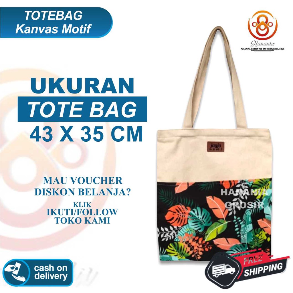 TOTEBAG BAHAN KANVAS PREMIUM MOTIF TOTE BAG WANITA TOTEBAG PRIA CANVAS MOTIF GOOD QUALITY WITH