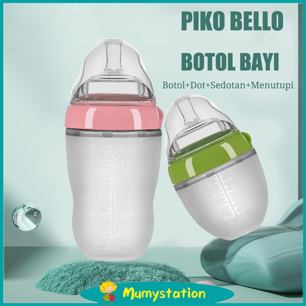 Mumystation  PIKO BELLO Botol susu  Silikon Bayi / Bayi Botol Susu dengan sedotan