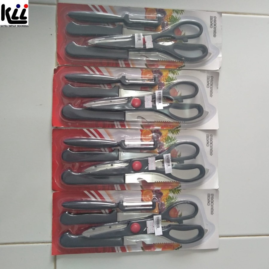 Pisau Dapur Set 4in1 - Pisau Gunting Dapur &amp; Buah