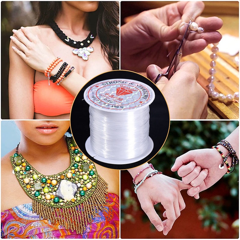 Tidak Ada Elastis,Transparan Kristal Manik,Tali Ikan Garis Kawat Nilon String,Untuk Manik-manik Kalung Gelang,Membuat Perhiasan DIY Aksesoris