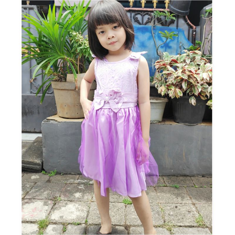 dress ungu baju princess ungu anak 4 tahun gaun ulang tahun baju terusan warna ungu kode fas  14