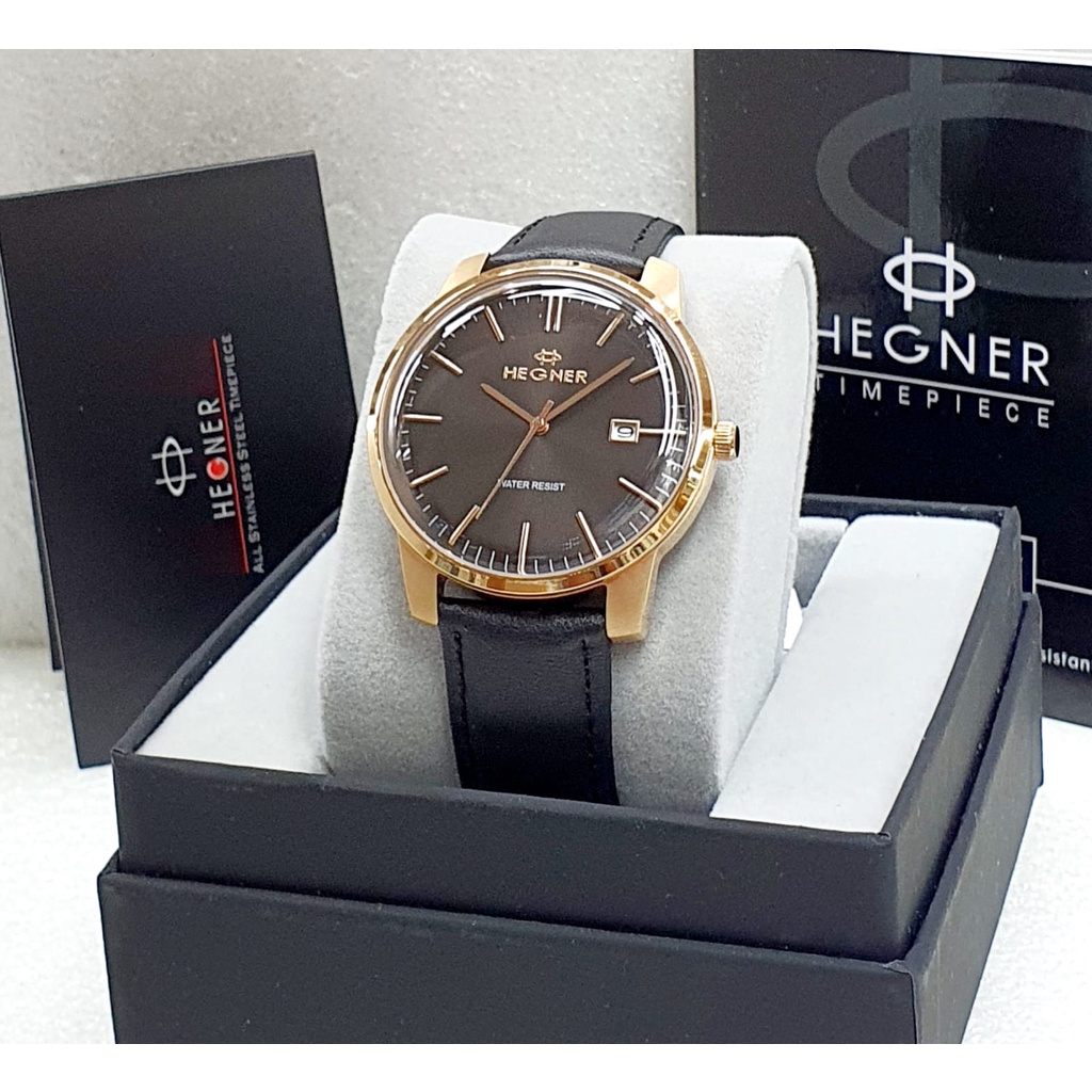 Jam Tangan Hegner 1637 Fashion Pria Kasual Simple Strap Kulit Original