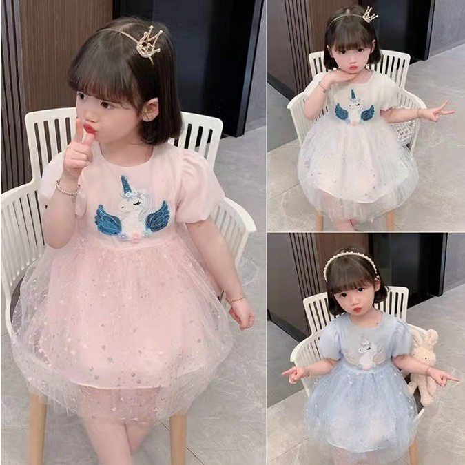 NunuLisaTan - Gratis Hadiah IMPORT Dress Baju Anak Korea Princess Elsa Unicorn Pesta