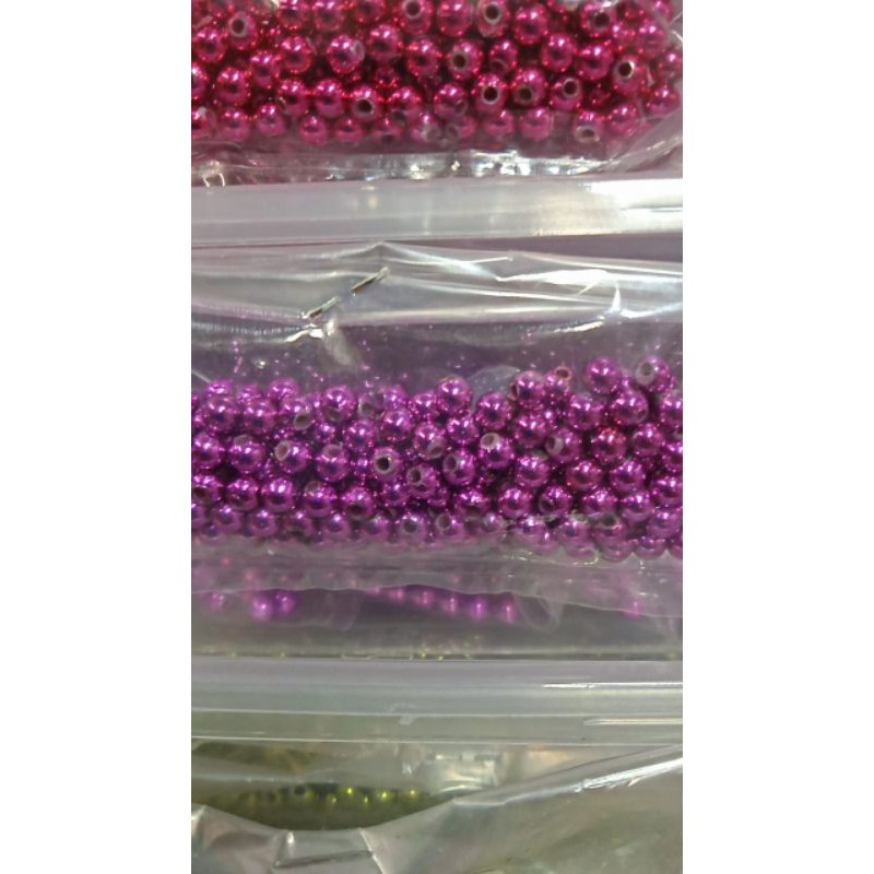 Mutiara Metalik 4mm (Mutiara Taiwan) Warna, Mutiara Lubang, Payet Kebaya,