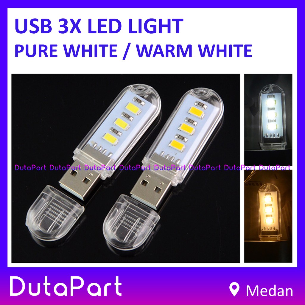 USB 3 Mata LED Mini Light Lampu Senter Tidur Darurat Emergency SMD 5730