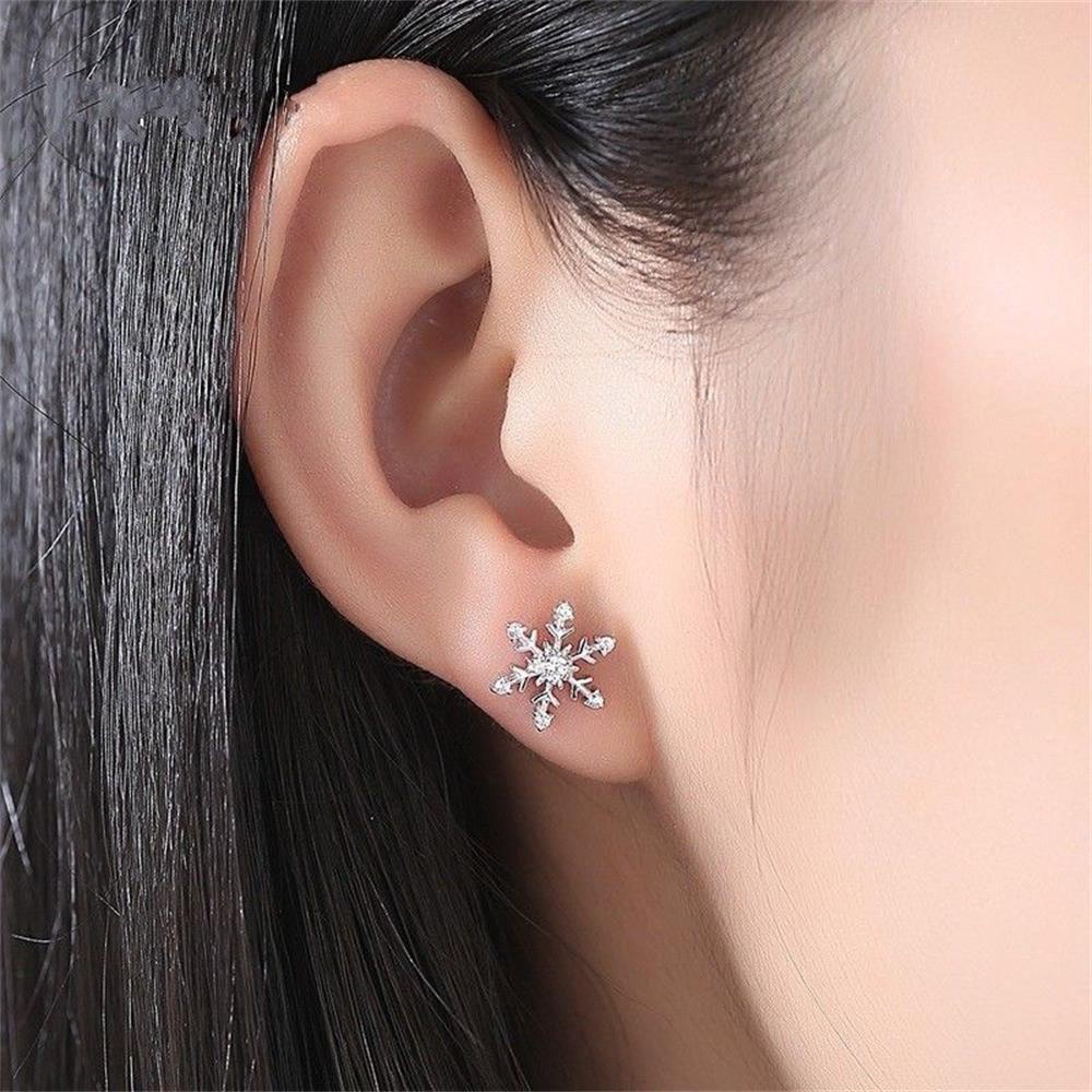 Lily 1pasang Anting Kepingan Salju Berlian Baru Kristal Berlian Imitasi