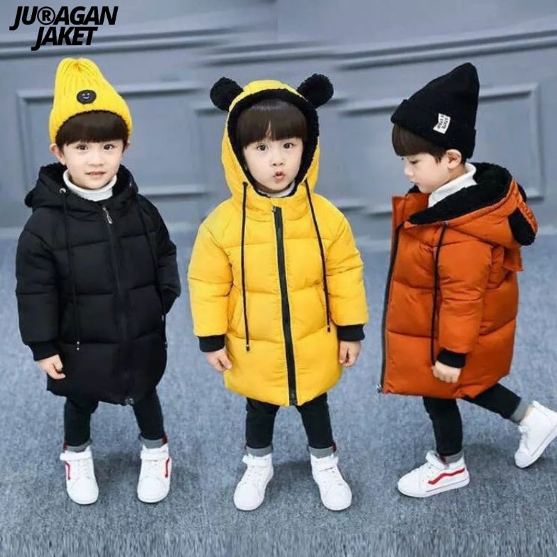 jaket winter anak laki-laki/perempuan topi bertudung lucu new trend