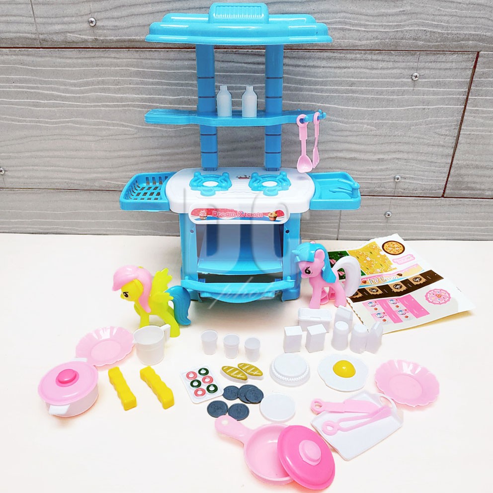 Happy Kitchen Set Little Pony 108 Biru Mainan Masak-masakan Peralatan Dapur Mini