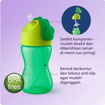 BOSU62 BOTOL AVENT BENDY STRAW CUP 300 ML 12M+