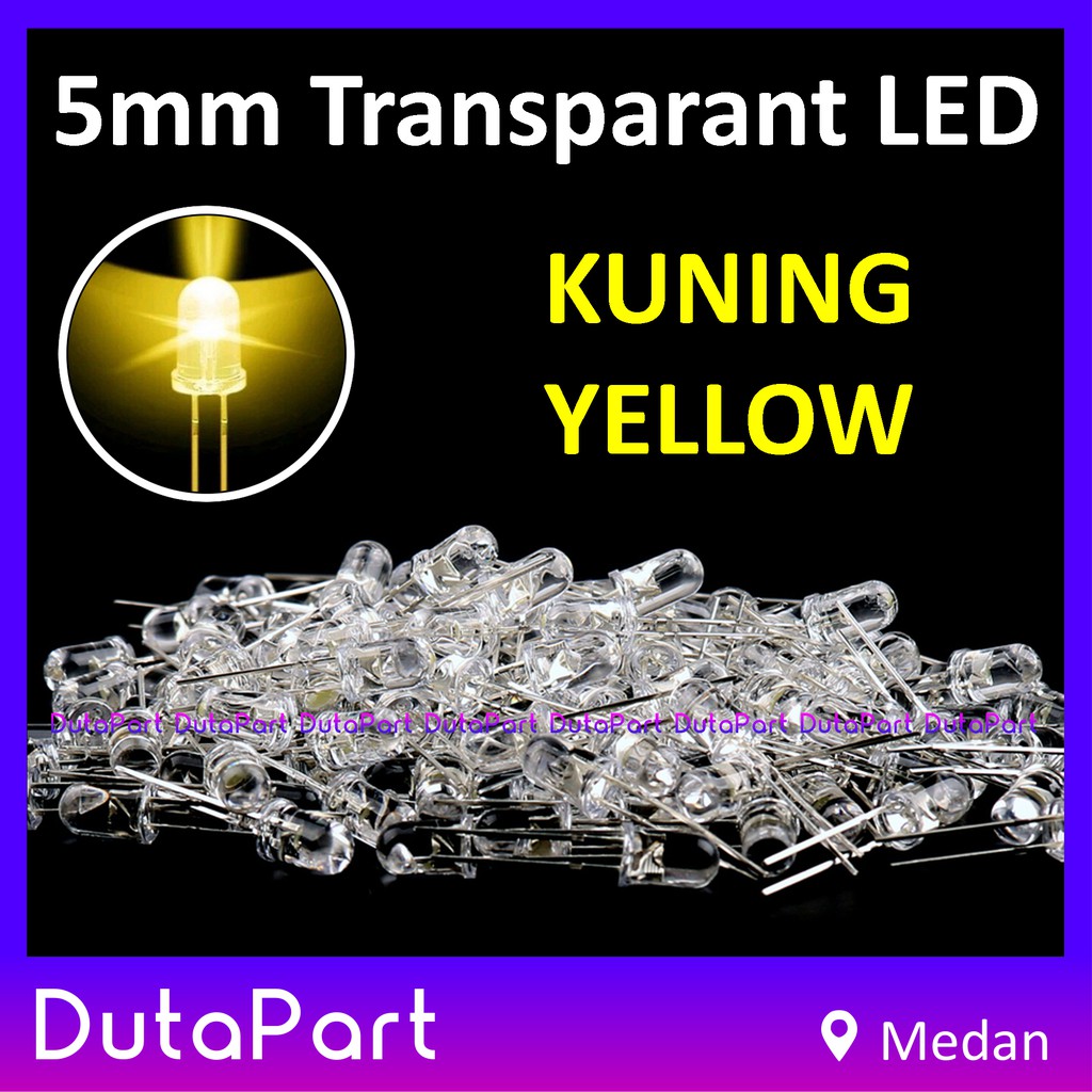 LED 5mm KUNING YELLOW Transparant Bening F5 LED Dioda KUALITAS BAGUS