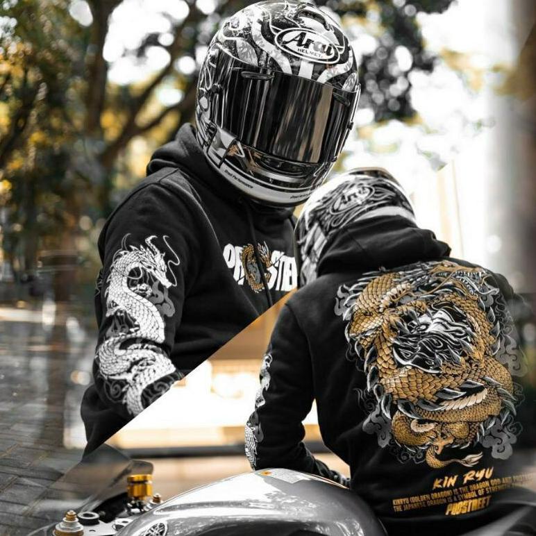 TURUN HARGA  HOODIE PROSTREET KIN RYU BLACK NEW / JAKET SWEATER HOODIE SUNMORI PROSTREET NAGA EMAS /