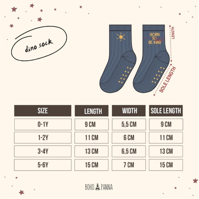 BOHOPANNA Dino The Overtee Basic Socks Kaos Kaki Anak Basic Printing Motif Dino 0 - 6 Tahun CBKS