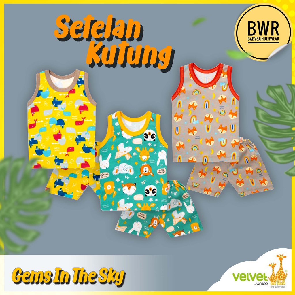 Velvet Junior Terbaru KUTUNG SOUTHERN Charm / Setelan Anak Unisex Gems Lengan Buntung | Bwr